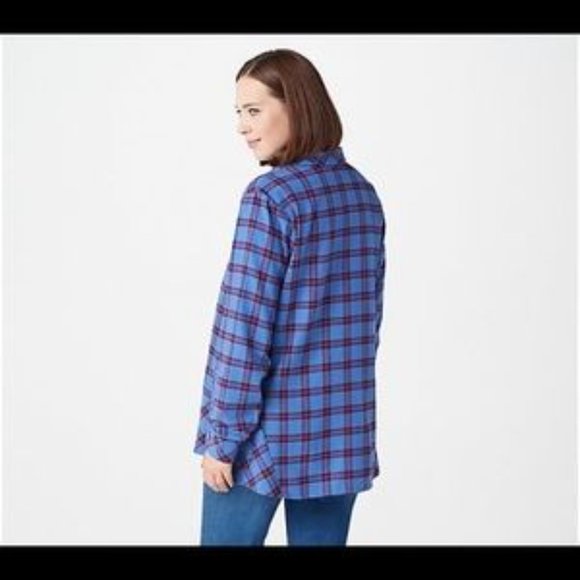 Joan Rivers Tartan Plaid Flannel Shirt - Picture 2 of 2